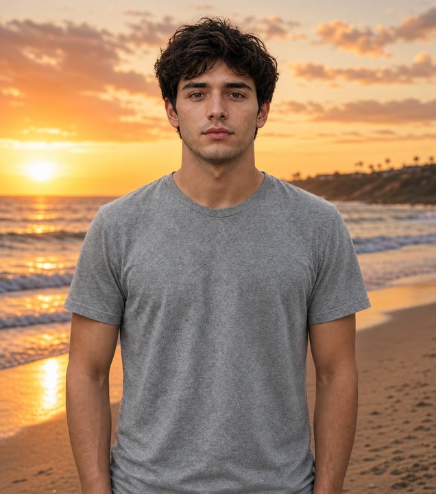 Illustrative before/after of a background replace